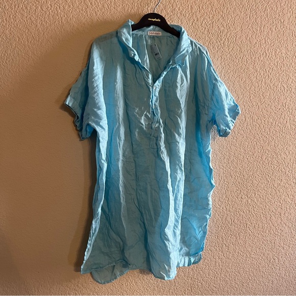 Free People CP Shades Short Sleeve Petra Pullover Capri Blue - Picture 2 of 4